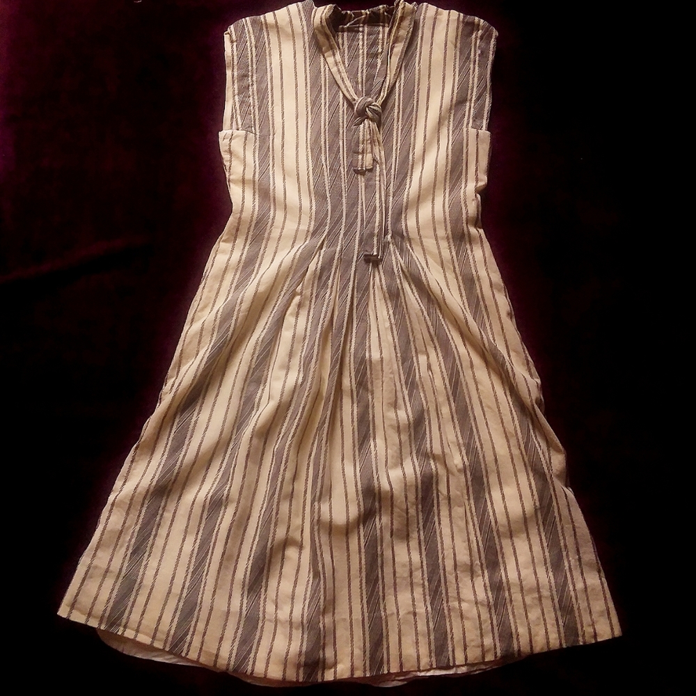Vintage Pauline Trigere 10 Vertical Striped Dress